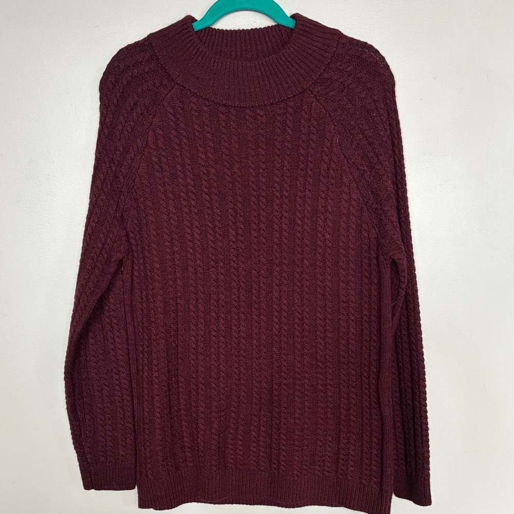 Windsor Burgundy Cable Knit Open Back Sweater Dress Size L